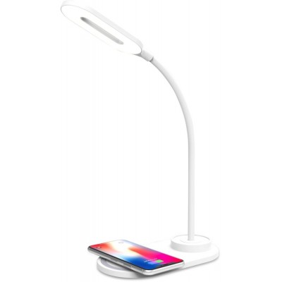 Офисная настольная лампа светодиодная с регулировкой цветовой температуры USB-портом и беспроводным ЗУ DE588