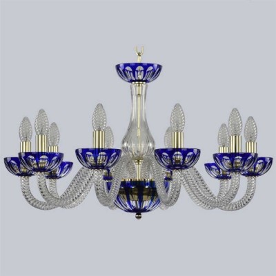 Подвесная люстра с хрусталем 1308/10/240 G Cl/Clear-Blue/H-1H