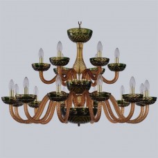 Большая люстра с хрусталем 1308/12+6/360/2d G Am/Amber-Green/H-1J