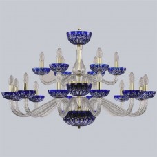 Большая люстра с хрусталем 1308/12+6/360/2d G Cl/Clear-Blue/H-1I