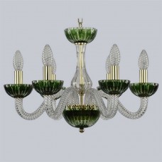 Подвесная люстра с хрусталем 1308/6/165 G Cl/Clear-Green/H-1K