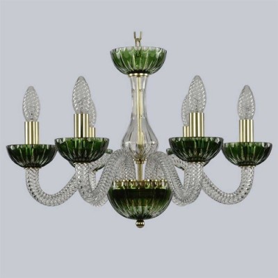 Подвесная люстра с хрусталем 1308/6/165 G Cl/Clear-Green/H-1K