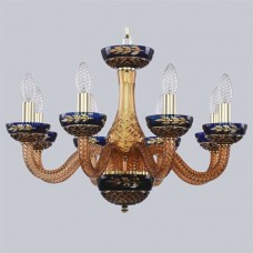Подвесная люстра с хрусталем 1308/8/195 G Am/Amber-Blue/H-1J
