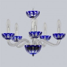 Подвесная люстра с хрусталем 1309/5/165 Ni Cl/Clear-Blue/H-1H