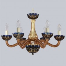 Подвесная люстра с хрусталем 1309/6/200 G Am/Amber-Blue/H-1I